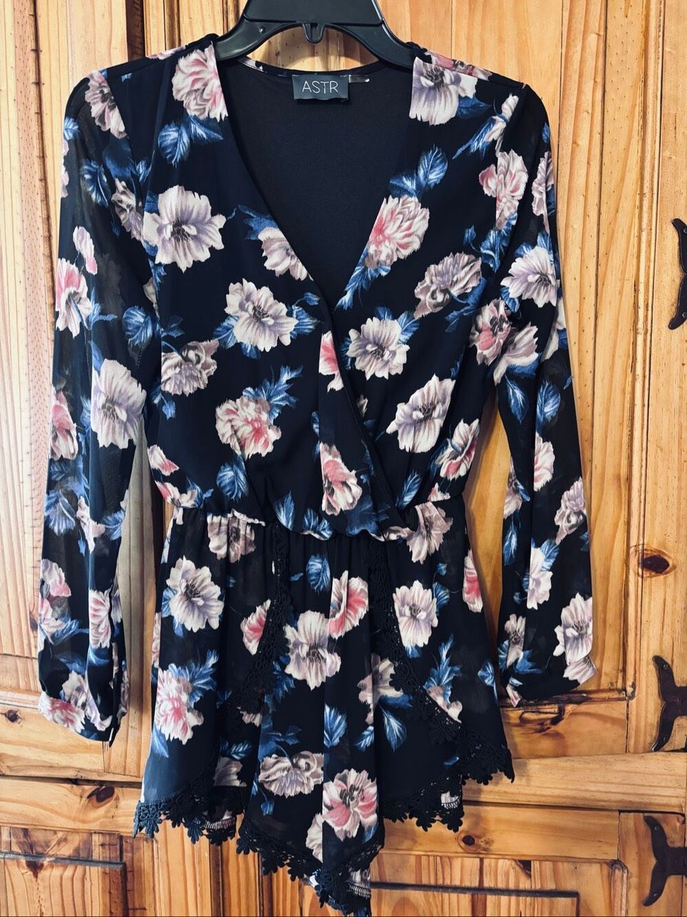 ASTR Floral Print with Lace Romper